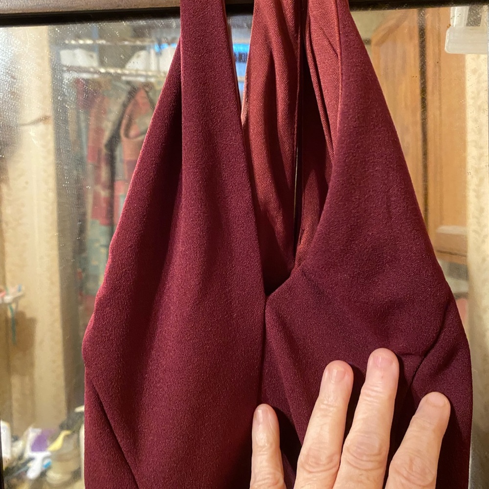 Lulu's Elegant HALTER TOP Burgundy Gown NWT